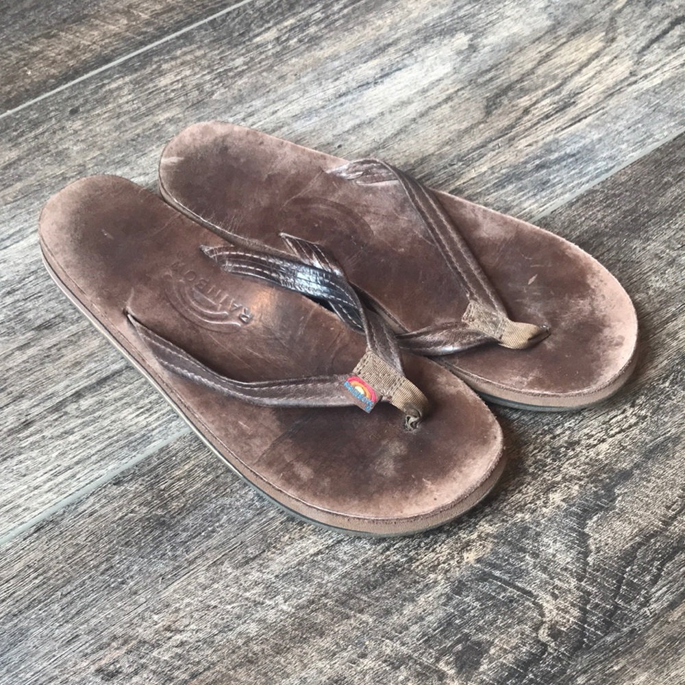 Thin Strap Brown Rainbow Sandals